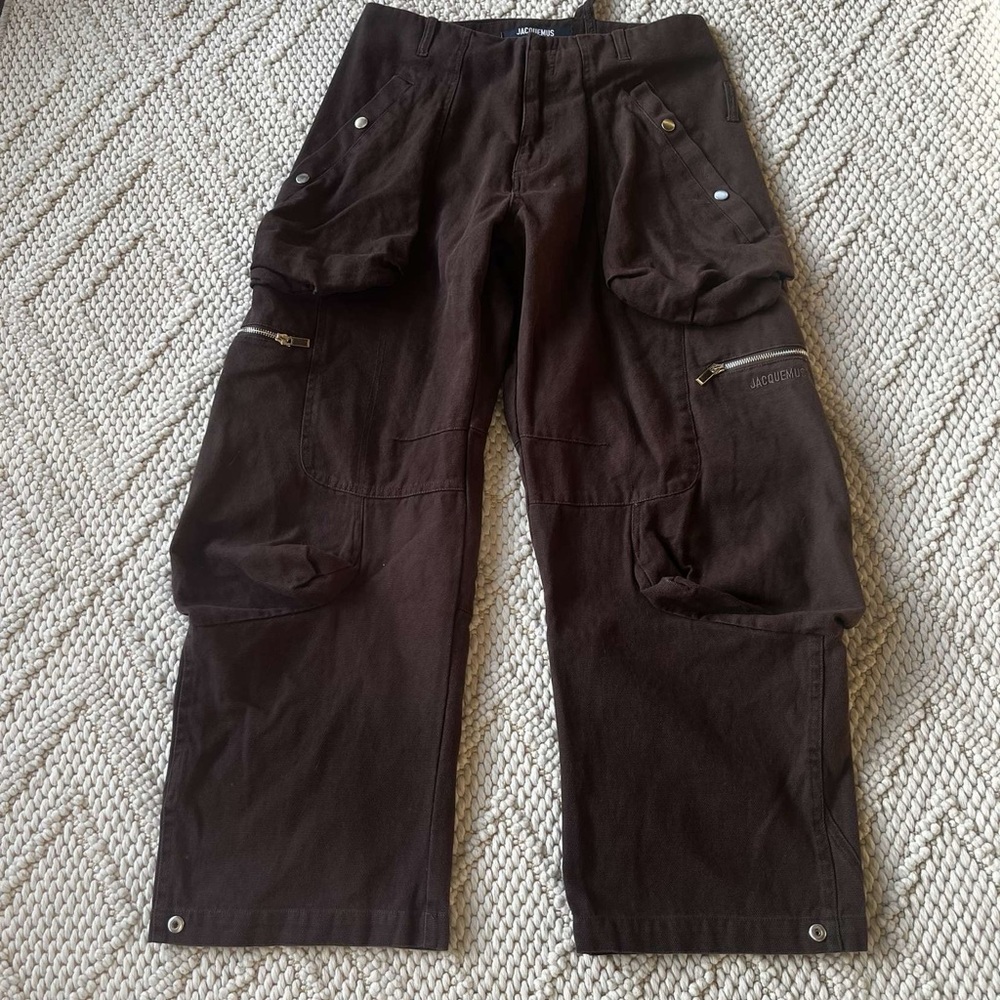 Jacquemus Brown Cargo Growing Croissant Brown Low Rise Pants
